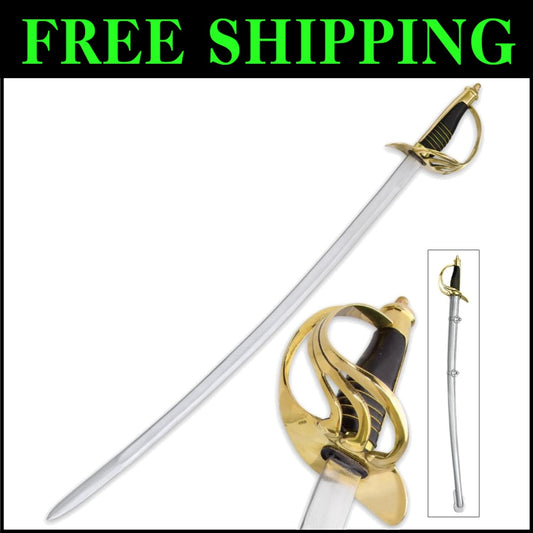 40-Inch Leather-Wrapped Cavalry Sabre with Brass Accents - Civil War Collectible