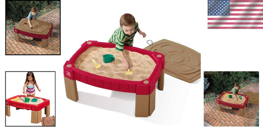 Durable Sand Activity Sensory Table with Race Track Lid & 5 Accessories for Kids