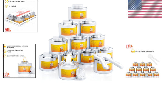 Premium 6-Hour Chafing Fuel 2-Pack Cans for Events | Wick Set with Opener