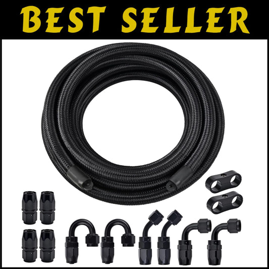 20FT 8AN Nylon Braided Fuel Line - 750psi Pressure, Versatile Applications