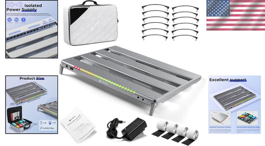 Portable Aluminum Guitar Pedal Board with Isolated Power - Backpack Included