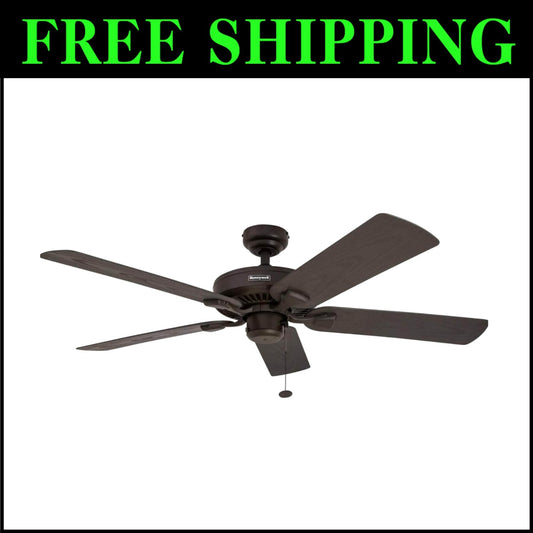 Belmar 52" Outdoor Ceiling Fan in Bronze - Quiet Operation with Pull Chain