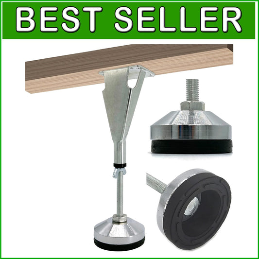 4 Adjustable Metal Bed Support Legs with Anti-Slip Base - Easy Install Hardware