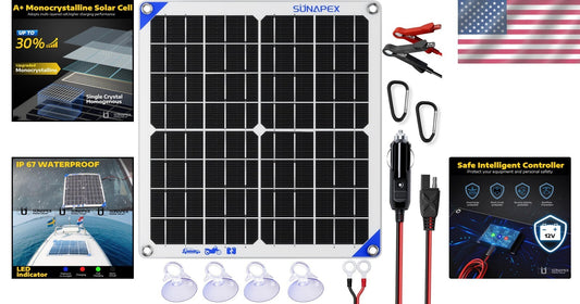 High-Efficiency 20W Solar Panel Charger with Built-in Controller for 12V Systems