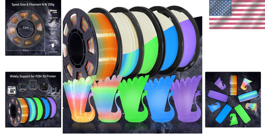 3D Printing PLA Filament 5 in 1 Bundle - Glow in Dark Colors for Creativity