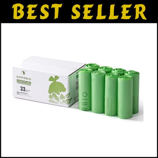 33 Gallon Compostable Lawn Bags - 120 Count, Strong & Reliable Waste Bags