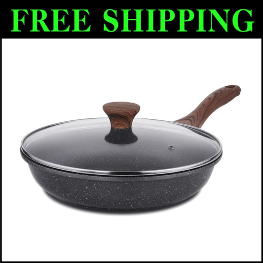 Swiss Nonstick Aluminum Skillet with Lid - 3 Quart Healthy Cooking Essential