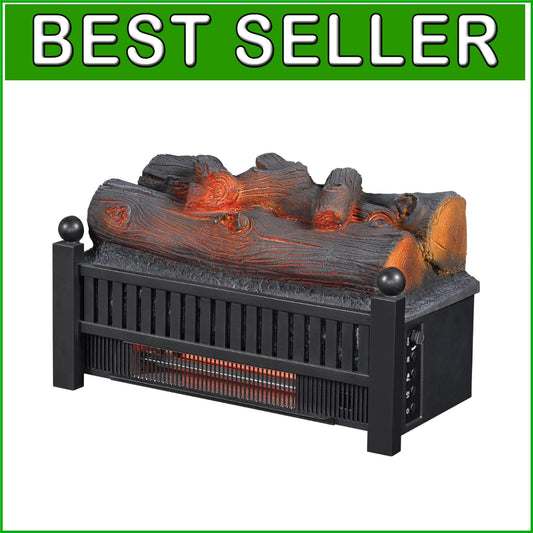Electric Log Set Heater with Remote & Crackling Sound for 1,000 Sq Ft Spaces