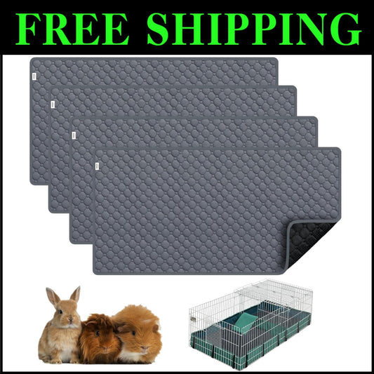 Premium Anti-Slip Guinea Pig Bedding - Reusable 4 Pack for Midwest Cages