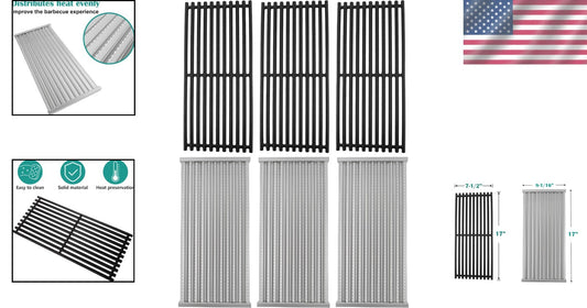 Premium Cast Iron Grill Grates & Stainless Steel Emitter Plates for Charbroil
