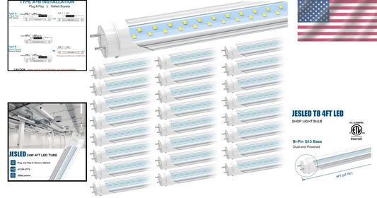 Durable 4FT LED Type B Tube Bulbs - Instant Brightness, Long-Lasting Design