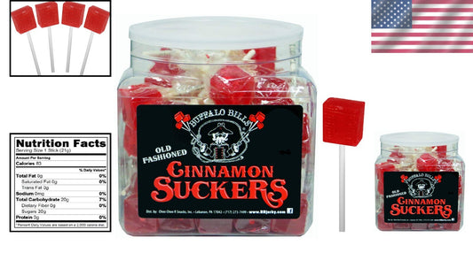 42 Candy Classics - Cube-Shaped Old Fashioned Cinnamon Lollipops Gift Tub