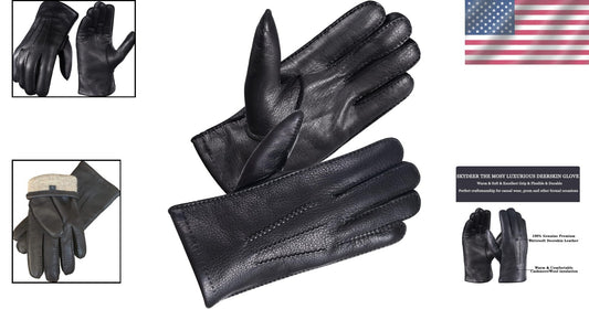 Durable and Stylish Winter Gloves - X-Large Deerskin Leather with Thermal Lining
