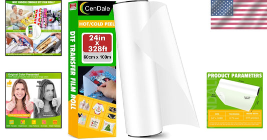 Premium Double-Sided DTF Transfer Film Roll 24" x 328ft for Vibrant Prints