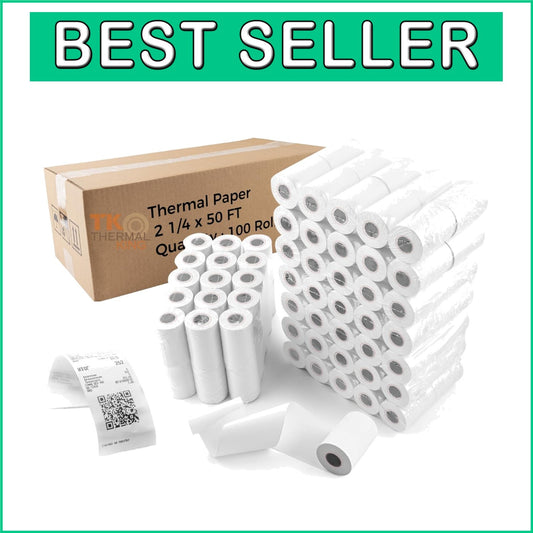 Bulk 100 Rolls Thermal POS Receipt Paper 2 1/4" x 50' for All Terminals