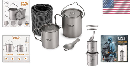 Durable Titanium Camping Cookware with 450ml Coffee Mug & Collapsible Spork