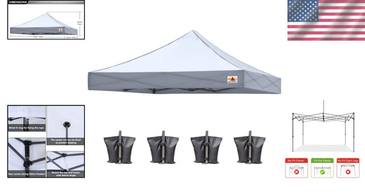 Ultra-Durable Gray Canopy Replacement for 10x10 Tents - UV Protection Included