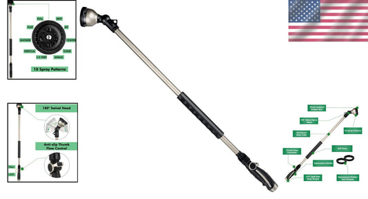 Garden Hose Wand with 10 Custom Spray Settings - Ideal for Hanging Baskets