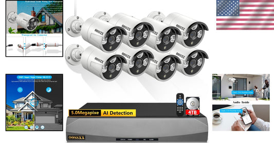 5MP 2.7K Outdoor Security Camera with Night Vision - AI Detection & 4TB Storage