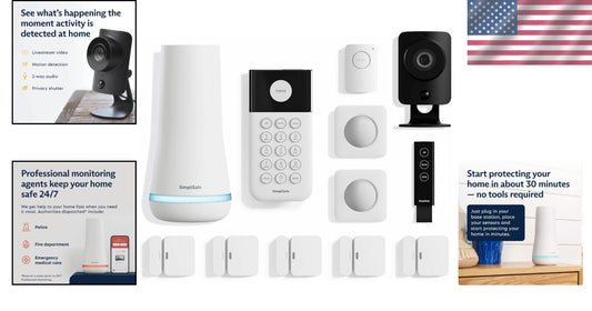 12 Piece Wireless Home Security System with HD Camera - Optional 24/7 Monitoring