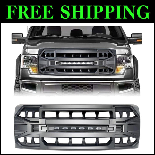 2009-2014 F150 Replacement Grill - Matte Black, LED Lights, No Modifications