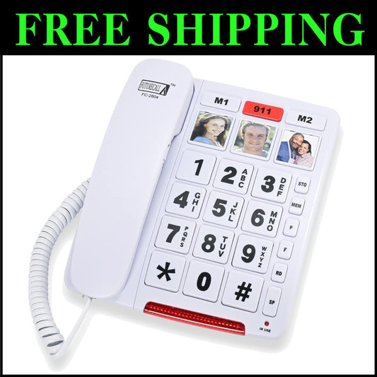 FC-2804 Big Button Phone: Amplified & Easy Dial for Seniors - 3 Picture Keys