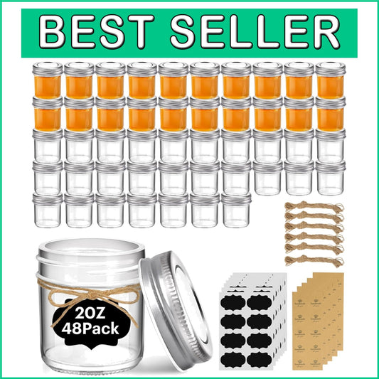 Microwave & Freezer Safe 2 oz Mason Jars - 48 Pack Ideal for DIY Gift Ideas