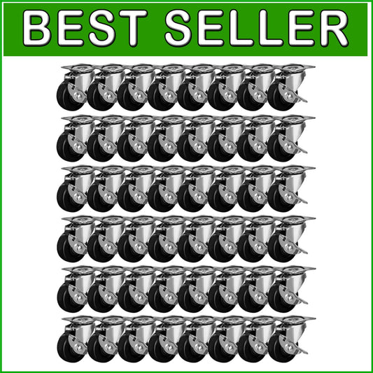 Durable 2" Swivel Casters with Brake - Ultimate Mobility Solution 48 Pcs