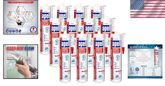 Flexible 100% Silicone Waterproof Sealant - 12 x 7.7 fl. oz for Ultimate Sealing