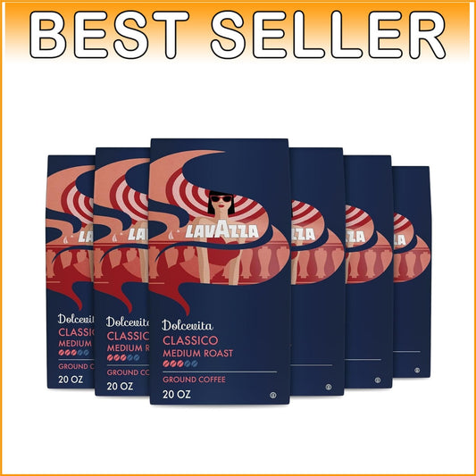 Delicate Medium Roast Ground Coffee - Classico 20 oz Pack of Six Bags, Non-GMO