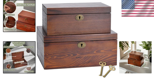 Walnut Finish Decorative Chest with Hinged Lid - Antique Style Storage Solution