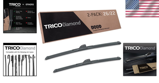 Premium Automotive Windshield Wiper Blades - 26” & 22” All Weather Performance