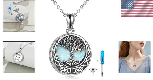 Personalized Tree of Life Memorial Urn Necklace - Sterling Silver with Engraving