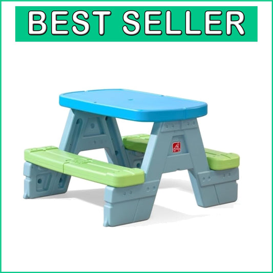 Durable Toddler Picnic Table with Sun-Blocking Umbrella - Spacious & Easy Clean