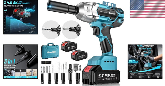 479 Ft-lbs Cordless Impact Wrench - Complete Set with Sockets & Charger Included