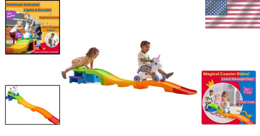 9-Foot Indoor/Outdoor Unicorn Roller Coaster with Lights & Sounds for Kids