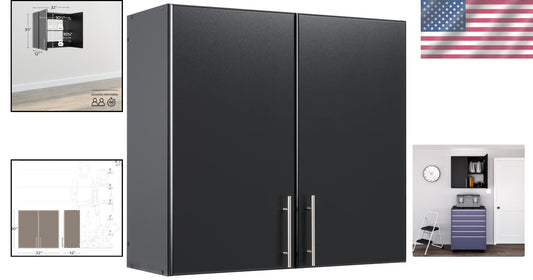 Elite 32-Inch Black Wall Cabinet: Stylish & Adjustable Storage Solution