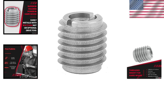 Durable 10-Pack Stainless Steel Threaded Inserts for Enhanced Hardwood Fastening