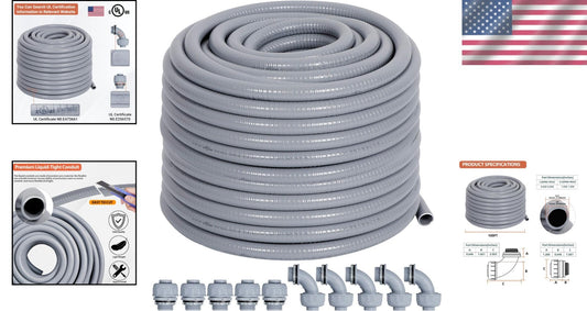 100 ft Liquid-Tight PVC Conduit Kit with Connectors for Safe Electrical Projects