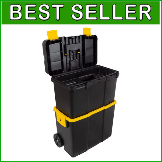 2-in-1 Stackable Tool Chest with Wheels - Ergonomic Design for Easy Transport