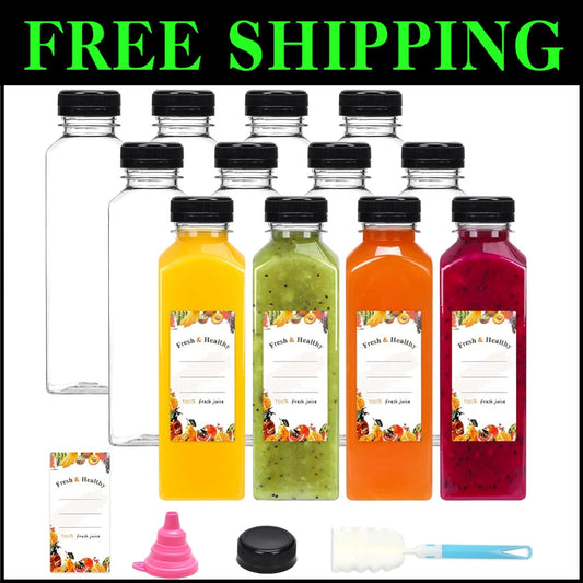 Clear 16oz Juice Bottles with Caps - Ideal for Smoothies & Camping Drinks