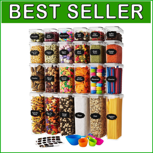 Eco-Friendly 24-Piece BPA-Free Storage Containers with Labels & Measuring Spoon