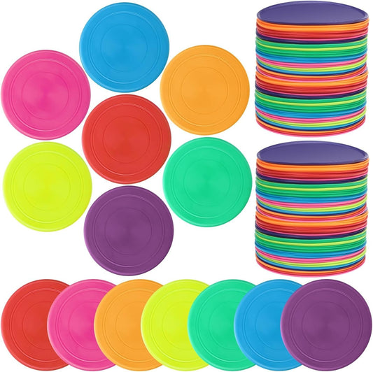 Bulk Set of 70 Soft Silicone Flying Discs in 7 Vibrant Colors for Outdoor Fun