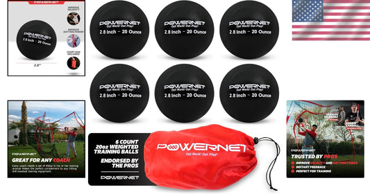 20 oz Weighted Baseballs - 6 Durable Balls for Strength & Technique Training