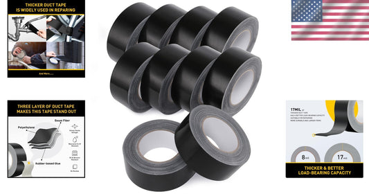 10 Rolls Heavy Duty Duct Tape | 17 Mil No Residue - Perfect for All Weather Use