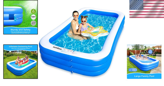 Large 120" x 72" Rectangular Kiddie Pool - Perfect for Backyard Gatherings!