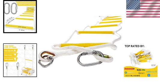 Compact Weather Resistant 8ft Rope Ladder - Ideal for Emergencies & Tree Houses