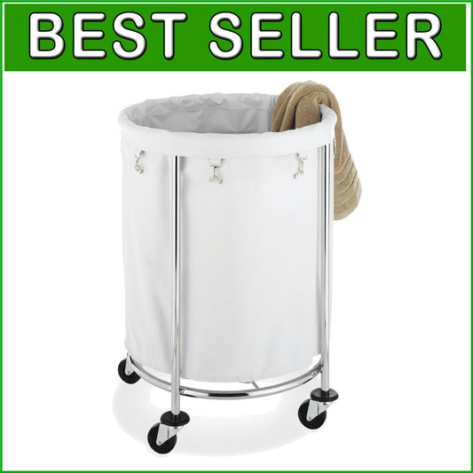 Chrome Heavy Duty Laundry Hamper with Removable Liner and Wheels - 50L