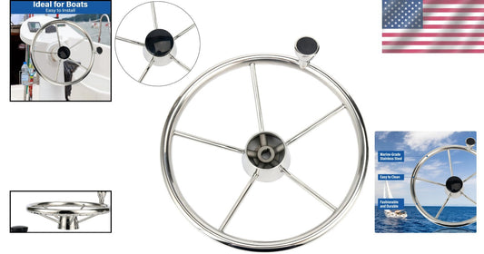 Premium 13.5-Inch Stainless Boat Steering Wheel - Polished Finish Included