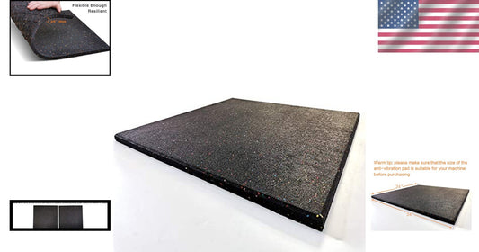 Rubber Vibration Absorbing Mat 24'' x 24'' - Ideal for Appliances & Fitness Gear